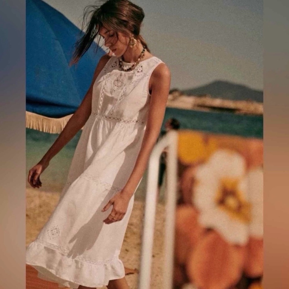 Sézane Zarri Midi Dress White FR34 - Picture 2 of 10